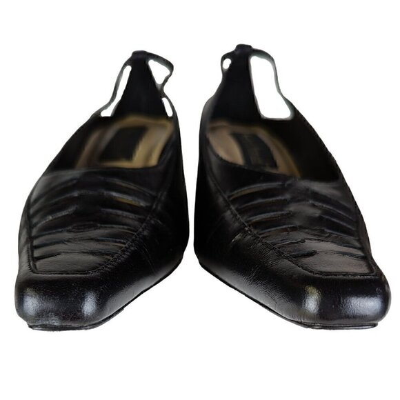 Harve Bernard Black Kitten Heels with Cut outs size 8W - Picture 6 of 8